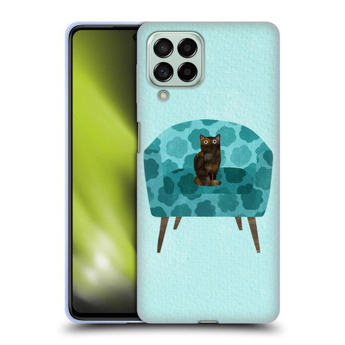 Planet Cat Arm Chair Teal Chair Cat Soft Gel Case for Samsung Galaxy M53 (2022)