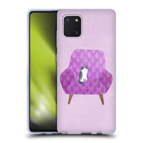 Planet Cat Arm Chair Lilac Chair Cat Soft Gel Case for Samsung Galaxy Note10 Lite
