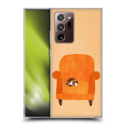 Planet Cat Arm Chair Orange Chair Cat Soft Gel Case for Samsung Galaxy Note20 Ultra / 5G