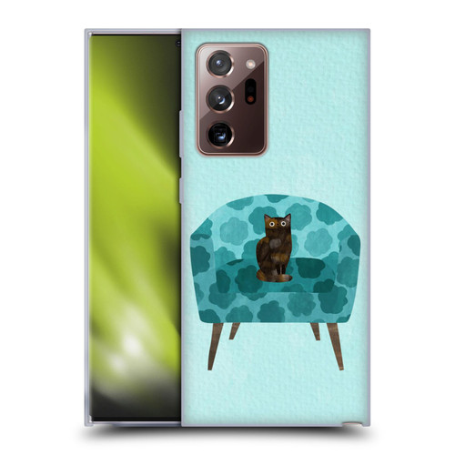 Planet Cat Arm Chair Teal Chair Cat Soft Gel Case for Samsung Galaxy Note20 Ultra / 5G