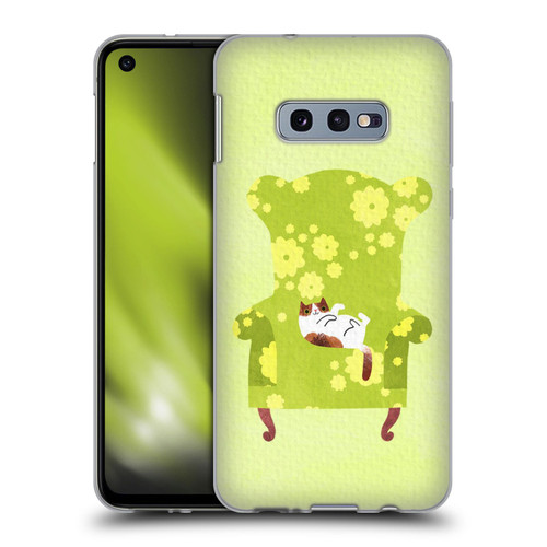 Planet Cat Arm Chair Lime Chair Cat Soft Gel Case for Samsung Galaxy S10e