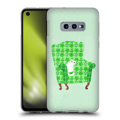 Planet Cat Arm Chair Spring Green Chair Cat Soft Gel Case for Samsung Galaxy S10e