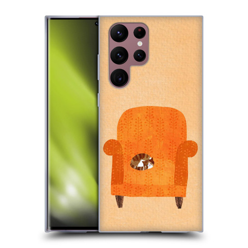 Planet Cat Arm Chair Orange Chair Cat Soft Gel Case for Samsung Galaxy S22 Ultra 5G