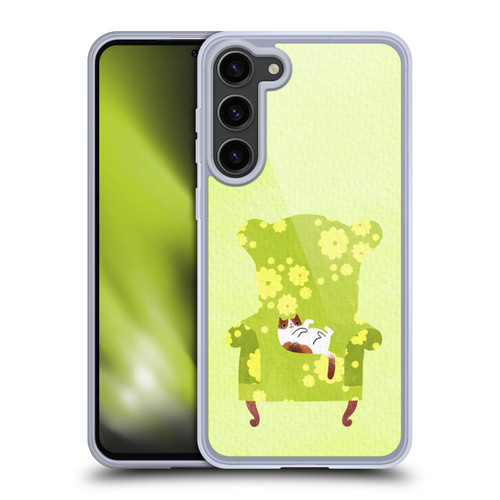 Planet Cat Arm Chair Lime Chair Cat Soft Gel Case for Samsung Galaxy S23+ 5G