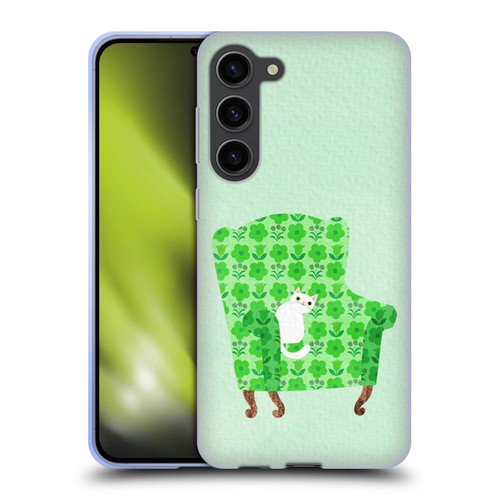 Planet Cat Arm Chair Spring Green Chair Cat Soft Gel Case for Samsung Galaxy S23+ 5G