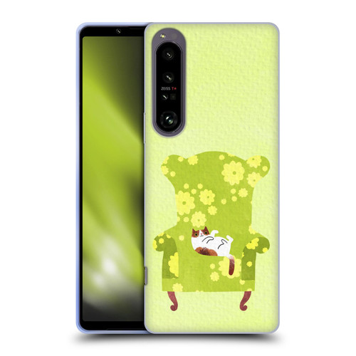 Planet Cat Arm Chair Lime Chair Cat Soft Gel Case for Sony Xperia 1 IV