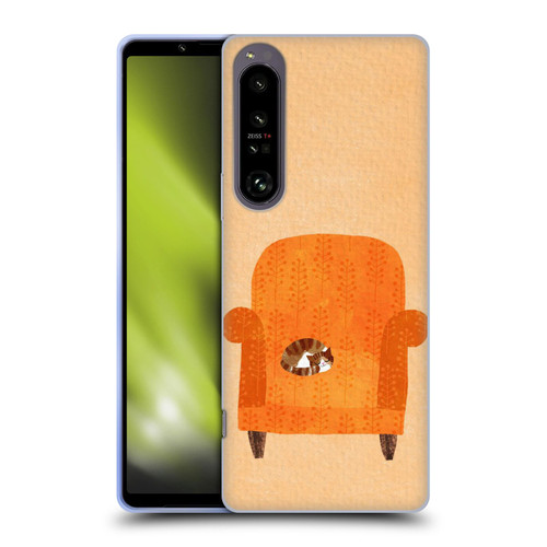 Planet Cat Arm Chair Orange Chair Cat Soft Gel Case for Sony Xperia 1 IV
