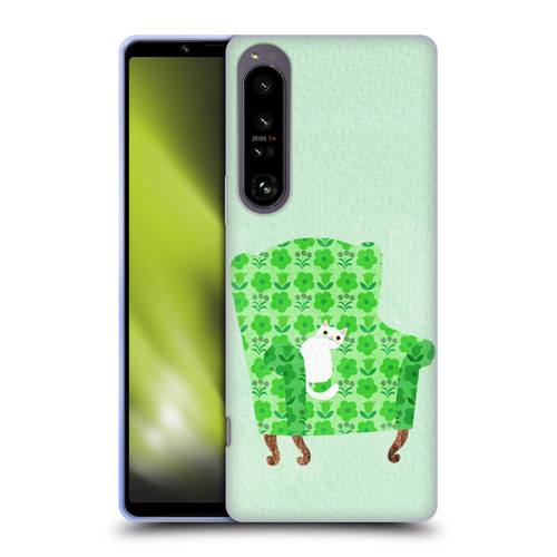 Planet Cat Arm Chair Spring Green Chair Cat Soft Gel Case for Sony Xperia 1 IV