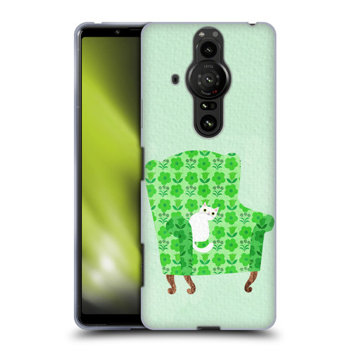 Planet Cat Arm Chair Spring Green Chair Cat Soft Gel Case for Sony Xperia Pro-I