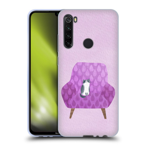 Planet Cat Arm Chair Lilac Chair Cat Soft Gel Case for Xiaomi Redmi Note 8T