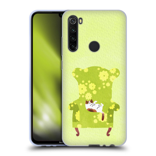 Planet Cat Arm Chair Lime Chair Cat Soft Gel Case for Xiaomi Redmi Note 8T