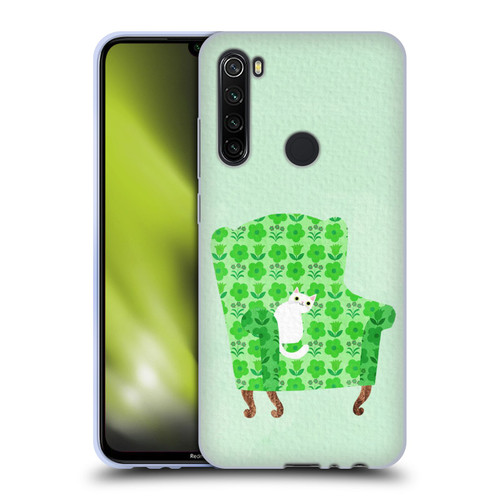 Planet Cat Arm Chair Spring Green Chair Cat Soft Gel Case for Xiaomi Redmi Note 8T