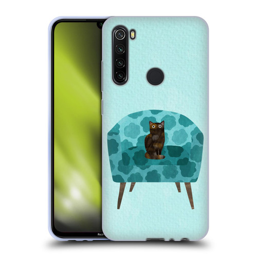 Planet Cat Arm Chair Teal Chair Cat Soft Gel Case for Xiaomi Redmi Note 8T