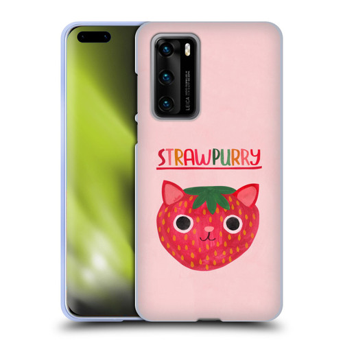 Planet Cat Puns Strawpurry Soft Gel Case for Huawei P40 5G