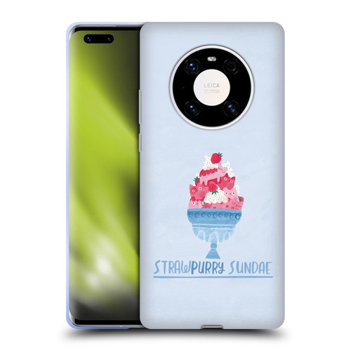 Planet Cat Puns Strawpurry Sundae Soft Gel Case for Huawei Mate 40 Pro 5G