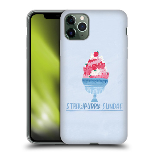 Planet Cat Puns Strawpurry Sundae Soft Gel Case for Apple iPhone 11 Pro Max