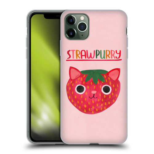 Planet Cat Puns Strawpurry Soft Gel Case for Apple iPhone 11 Pro Max