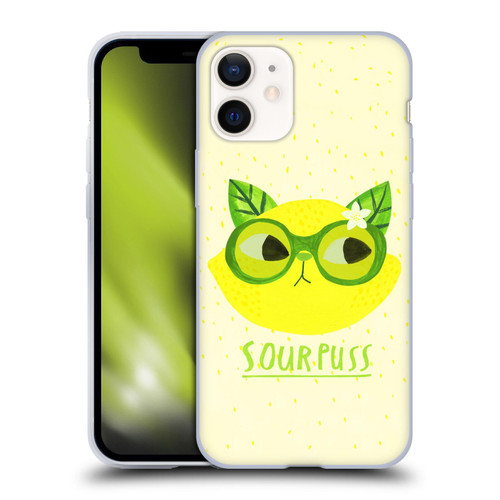 Planet Cat Puns Sour Puss Soft Gel Case for Apple iPhone 12 Mini