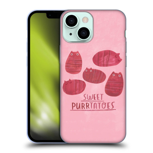 Planet Cat Puns Sweet Purrtatoes Soft Gel Case for Apple iPhone 13 Mini