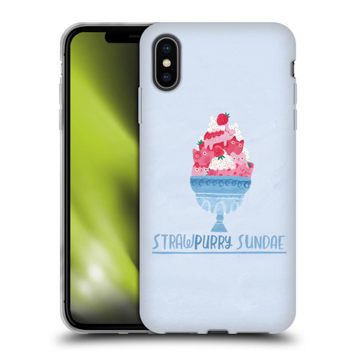 Planet Cat Puns Strawpurry Sundae Soft Gel Case for Apple iPhone XS Max