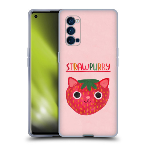 Planet Cat Puns Strawpurry Soft Gel Case for OPPO Reno 4 Pro 5G