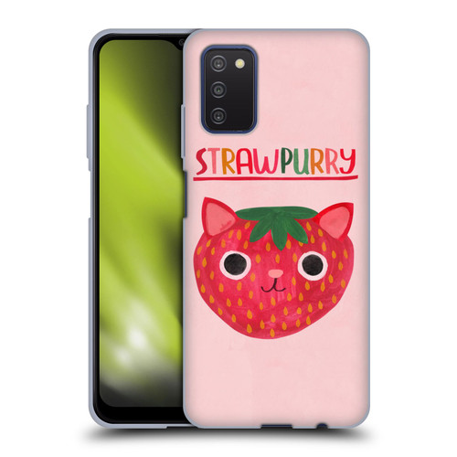Planet Cat Puns Strawpurry Soft Gel Case for Samsung Galaxy A03s (2021)