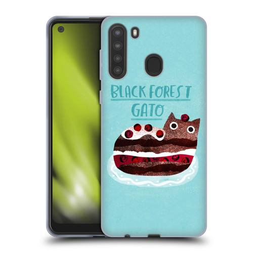 Planet Cat Puns Black Forest Gato Soft Gel Case for Samsung Galaxy A21 (2020)