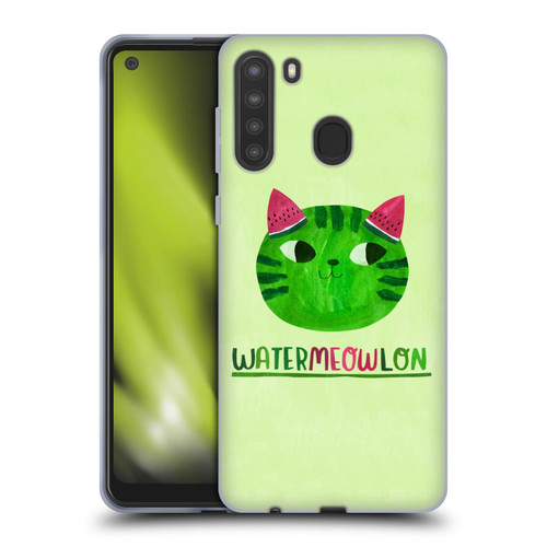 Planet Cat Puns Watermeowlon Soft Gel Case for Samsung Galaxy A21 (2020)
