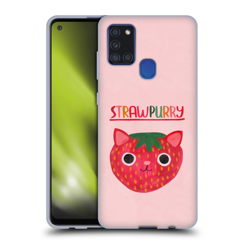 Planet Cat Puns Strawpurry Soft Gel Case for Samsung Galaxy A21s (2020)