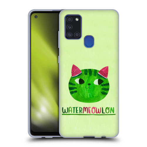 Planet Cat Puns Watermeowlon Soft Gel Case for Samsung Galaxy A21s (2020)