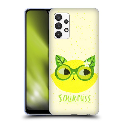 Planet Cat Puns Sour Puss Soft Gel Case for Samsung Galaxy A32 (2021)