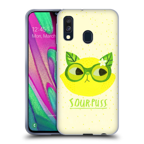 Planet Cat Puns Sour Puss Soft Gel Case for Samsung Galaxy A40 (2019)