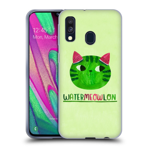 Planet Cat Puns Watermeowlon Soft Gel Case for Samsung Galaxy A40 (2019)