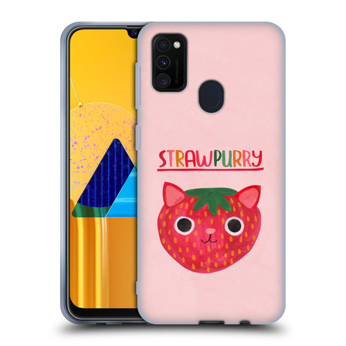 Planet Cat Puns Strawpurry Soft Gel Case for Samsung Galaxy M30s (2019)/M21 (2020)
