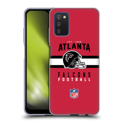 NFL Atlanta Falcons Graphics Helmet Typography Soft Gel Case for Samsung Galaxy A03s (2021)
