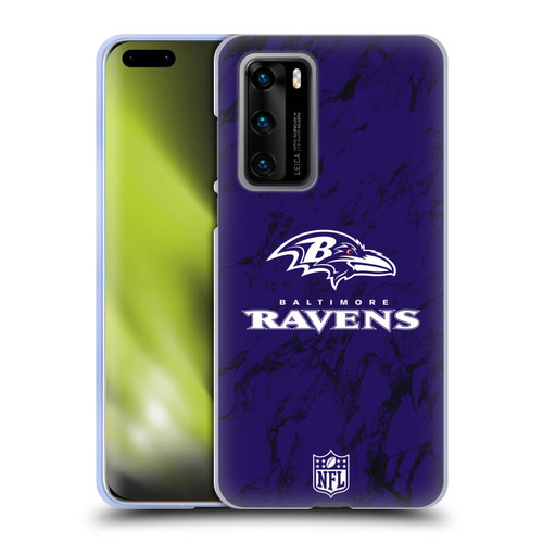 NFL Baltimore Ravens Graphics Coloured Marble Soft Gel Case for Huawei P40 5G