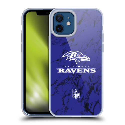 NFL Baltimore Ravens Graphics Coloured Marble Soft Gel Case for Apple iPhone 12 / iPhone 12 Pro