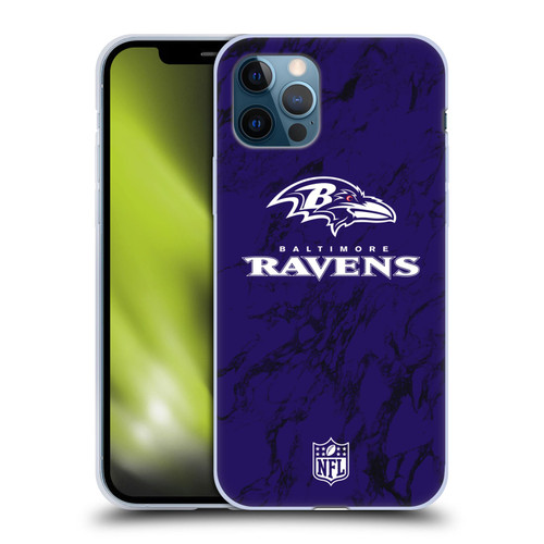 NFL Baltimore Ravens Graphics Coloured Marble Soft Gel Case for Apple iPhone 12 / iPhone 12 Pro