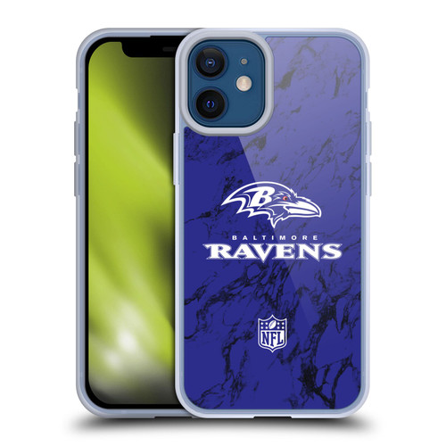 NFL Baltimore Ravens Graphics Coloured Marble Soft Gel Case for Apple iPhone 12 Mini