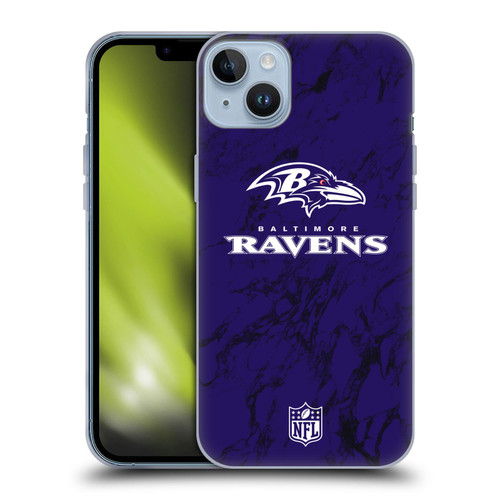 NFL Baltimore Ravens Graphics Coloured Marble Soft Gel Case for Apple iPhone 14 Plus