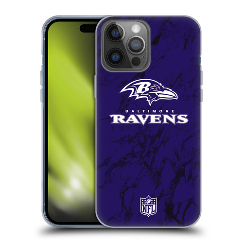 NFL Baltimore Ravens Graphics Coloured Marble Soft Gel Case for Apple iPhone 14 Pro Max