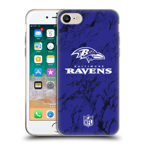 NFL Baltimore Ravens Graphics Coloured Marble Soft Gel Case for Apple iPhone 7 / 8 / SE 2020 & 2022