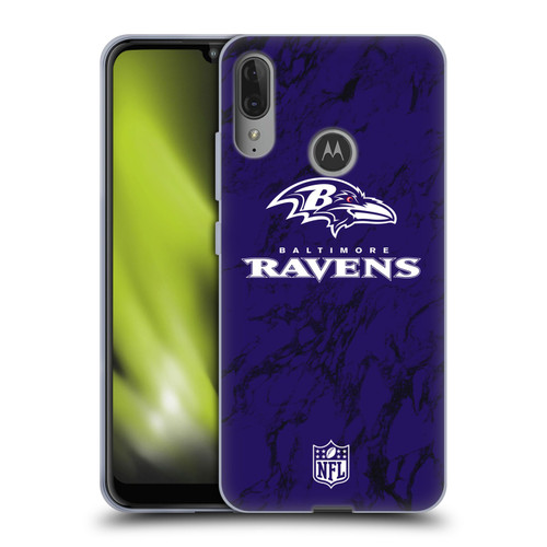NFL Baltimore Ravens Graphics Coloured Marble Soft Gel Case for Motorola Moto E6 Plus