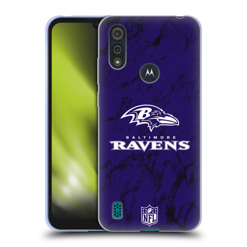 NFL Baltimore Ravens Graphics Coloured Marble Soft Gel Case for Motorola Moto E6s (2020)