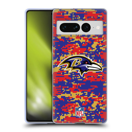 NFL Baltimore Ravens Graphics Digital Camouflage Soft Gel Case for Google Pixel 7 Pro