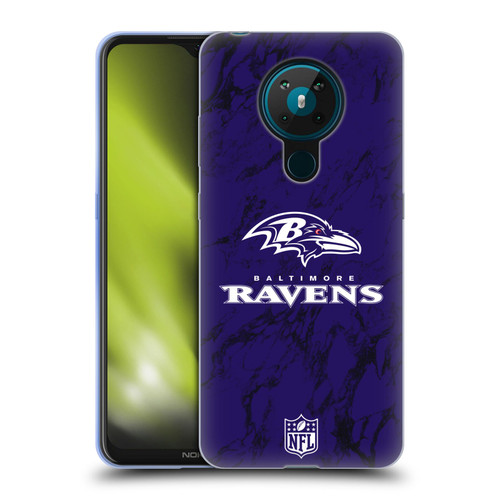 NFL Baltimore Ravens Graphics Coloured Marble Soft Gel Case for Nokia 5.3