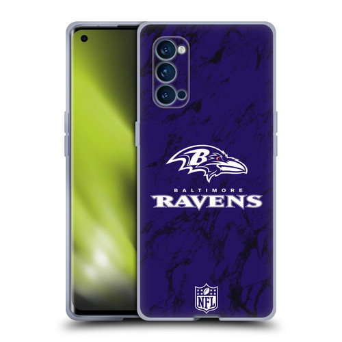 NFL Baltimore Ravens Graphics Coloured Marble Soft Gel Case for OPPO Reno 4 Pro 5G