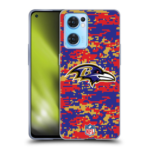 NFL Baltimore Ravens Graphics Digital Camouflage Soft Gel Case for OPPO Reno7 5G / Find X5 Lite