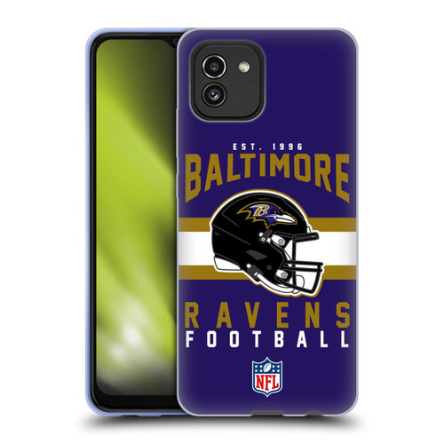 NFL Baltimore Ravens Graphics Helmet Typography Soft Gel Case for Samsung Galaxy A03 (2021)