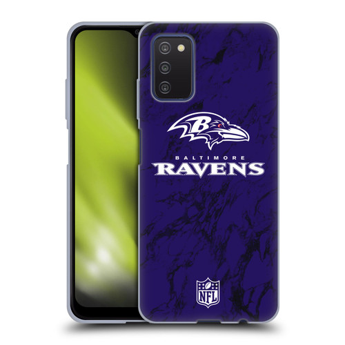 NFL Baltimore Ravens Graphics Coloured Marble Soft Gel Case for Samsung Galaxy A03s (2021)